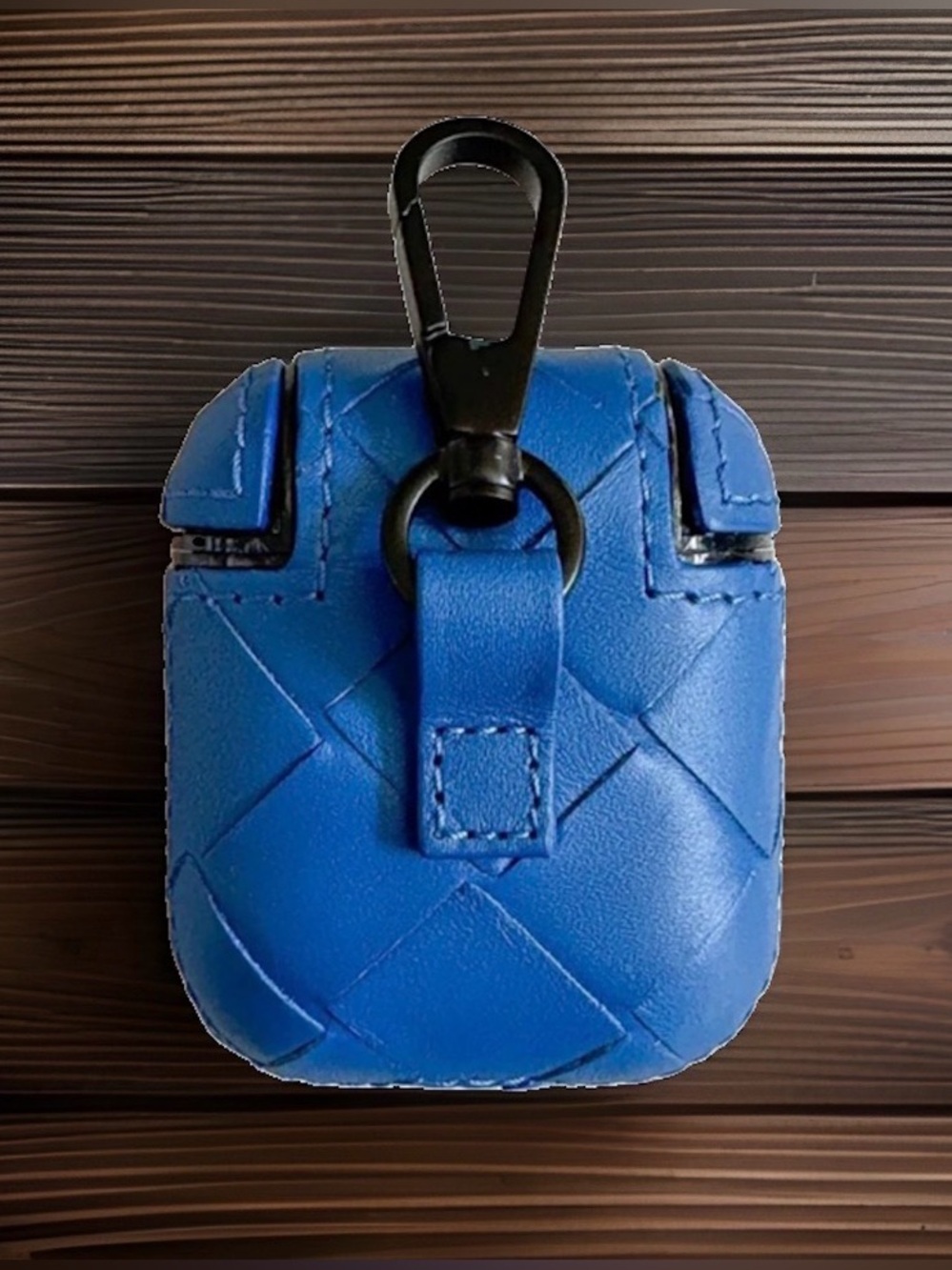 Bottega Veneta Blue Intricate Leather AirPod Case with Authentic cards Dusty EC - Picture 2 of 5